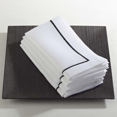 Saro Lifestyle SARO 810.BK20S 20 in. Classic Line Square Embroidered Line Design Napkin - Black Set of 4 810.BK20S